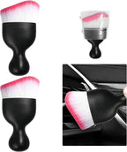 2 PCS Car Detailing Brush, Curved Soft Bristles Auto Removal Dust Collectors, Universal Vehicle Dashboard, Air Conditioner Vents etc Interior Cleaning Tool Accessories (White/Red)