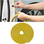 Car Door Rubber Seal Strip, 32.8Ft Self Adhesive Weather Stripping Automotive Edge Trim, Weatherstrip Soundproof Vehicle Tailgate Window Sealing Cover, Universal for SUV RV Truck (Yellow)