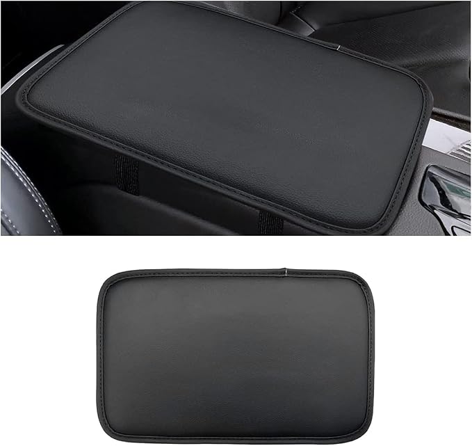 Leather Center Console Cushion Pad, 11.4"x7.4" Waterproof Armrest Seat Box Cover Fit for Most Cars, Vehicles, SUVs, Comfort, Car Interior Protection Accessories (Black/Skin)