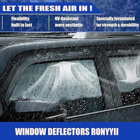 in-Channel Window Rain Guards Fit for Truck Dodge RAM 1500 2019-2025 Crew Cab, Extra Durable Side Window Wind Deflectors Vent Visors, Vent Sun Shades rain Shields Dark Smoke 4 Piece Set