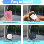 2PCS Automotive Rearview Mirror Blind Spot Mirrors - 2'' 360° Adjustable Bling Rhinestone Car Side View Mirror with Frame - HD Glass Round Wide View Angle Convex Mirrors for Car SUV Truck (Black)