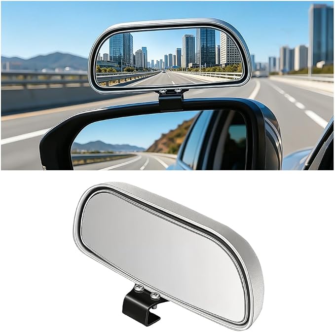 Car Blind Spot Mirror, Adjustable HD Clear Glass Convex Rectangle Side Rear View Mirror, Wide Angle Auto Blindspot Rearview Accessories for Driving Safe, Universal for SUV Van Truck (Silver)