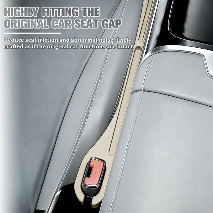 2PCS Car Seat Gap Filler, Seat Side Seam Crevice Blocker Organizer to Prevent Things from Dropping, Drop-Proof Auto Console Gap Guard Stopper Plug, Universal for Vehicles (Beige)