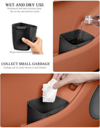 Car Interior Storage Box, Black Silicone Door Side Organizer with Umbrella Holder and Trash Can, Vehicle Accessory (Black)