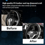 Steering Wheel Cover, Bling Crystal Rhinestones Auto Wheel Protector, Sparkly Cover Universal Fit Diverse 14.5-15 inch Steering Wheel, Interior Decor Car Accessories (White)