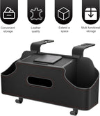 1 PC Backseat Organizer with Dual Cup Holder, Multi-function Tissue Hanging Box and 2 Hooks, Extra Rear Seat Road Trip Storage Accessories, Universal for Most Cars, Trucks, SUVs (Black)