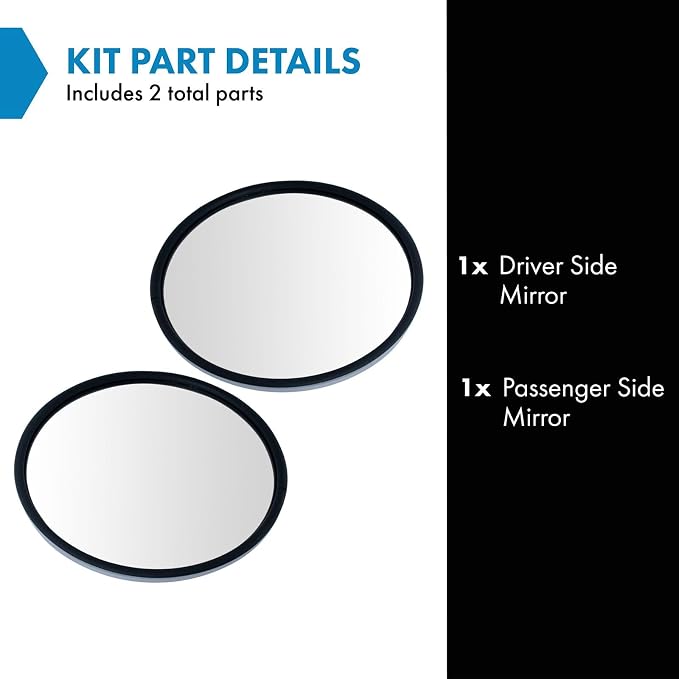 Mirror Set Heated Stainless Steel 8.5 Inch Round Convex Offset Stud with Bracket Driver and Passenger Side for 1980-1999 Ford F-800 1960-1980 Chevrolet C60 1997-2009 GMC T7500 2011-2018 Ram 5500