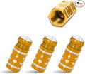 4PCS Tire Valve Stem Caps, Aluminum Tire Valve Cap, Dustproof Leak-Proof Wheel Valve Cover, Corrosion-Resistant Hexagon Stem Covers, Universal for Cars, SUVs, Trucks, Motorcycles, Bikes (Gold)