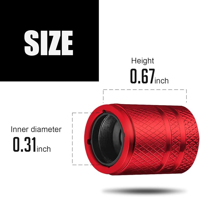Tire Valve Stem Caps - (5 Pack) Metal Air Caps with Plastic Liner, Corrosion Resistant, Leak-Proof, Universal Stem Covers for Cars Trucks Motorcycles and Bikes - Red