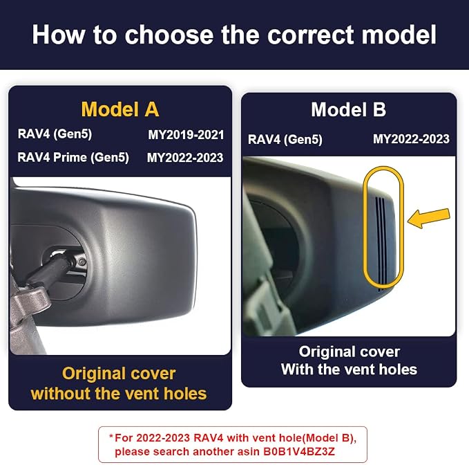 Front 2K+Rear 1080P Dash Cam Adapts for Toyota RAV4 2019-2021 (Model A, No Vents) & Prime Plug-in Hybrid, OEM Look, Dual HD Video, WiFi & APP, Loop Recording, G-Sensor, Easy to Use, 64GB Card