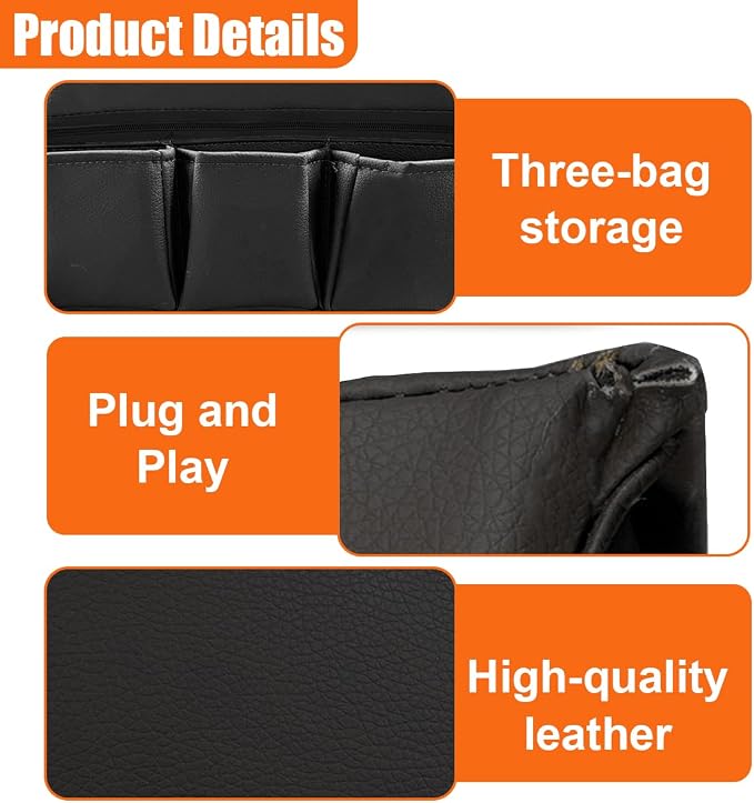 Car Window Armrest Storage Box, Leather Car Side Door Armrest Organizer Storage Bag with Multiple Pockets, Universal Comfortable Elbow Rest Pad Cushion for Auto Interior Accessories (Black)