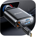 Car Charger USB C Compatible with iPhone 17 16 15 Fast Charging [Ultra-Compact, 60% Less Space] 57w Type C Retractable Car Charger Fit Samsung Galaxy S25 S24 Ultra Pixel Android - Black