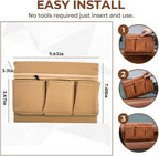 Car Window Armrest Storage Box, Soft Leather Vehicle Side Door Organizer Bag Elbow Rest Cushion with Multiple Pocket, Multifunctional Auto Window Armrest Storage Bag, Universal Fit (Beige)