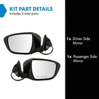 Power Heated Side Mirror Set Driver & Passenger Smooth Black Paint to Match Chrome Base Compatible with 2014-2016 Nissan Rogue NI1320285 NI1321285