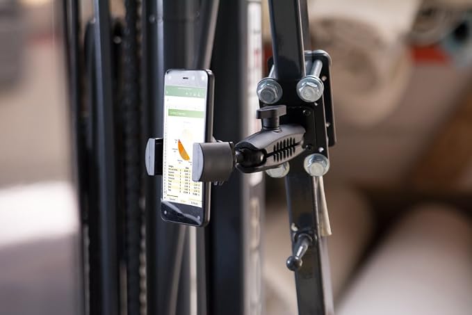 Mounts RoadVise Forklift Front Guard Phone Mount | Holds Phones 4" Wide | Fits Forklift Pillars and Front Guards | Adjustable 3.75" Shaft | Phone Holder fits iPhone, Samsung, and More