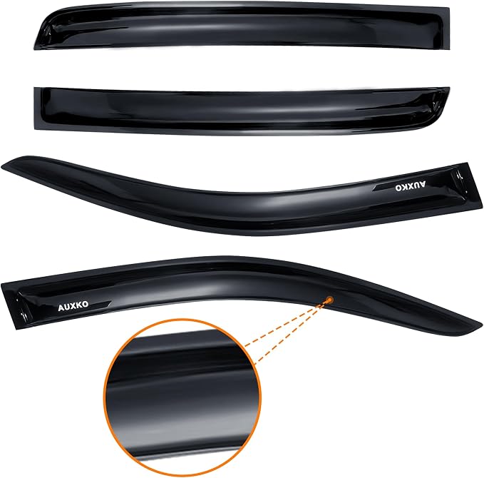 Tape-on Rain Guards for Ford Ranger 2024-2026 XL XLT Lariat Raptor | Shatterproof, Easy Install, Extra Durable, Fits Great, High Quality, Black Auto Accessories, Side Window Deflector & Visors