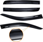 Tape-on Rain Guards for Ford Ranger 2024-2026 XL XLT Lariat Raptor | Shatterproof, Easy Install, Extra Durable, Fits Great, High Quality, Black Auto Accessories, Side Window Deflector & Visors