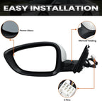 Left Driver Side Mirror Compatible with Honda Accord LX Sport 1.5T 2018-2025 Power Glass | Non-Heated | Paint to Match Repalces HO1320328 76258-TVA-A02 (3Pins-White)