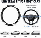 Car Steering Wheel Cover 15 inch, Microfiber PU Leather Elastic Steering Wheel Protector, Anti-Slip Breathable Car Interior Accessories for Most Cars (White)