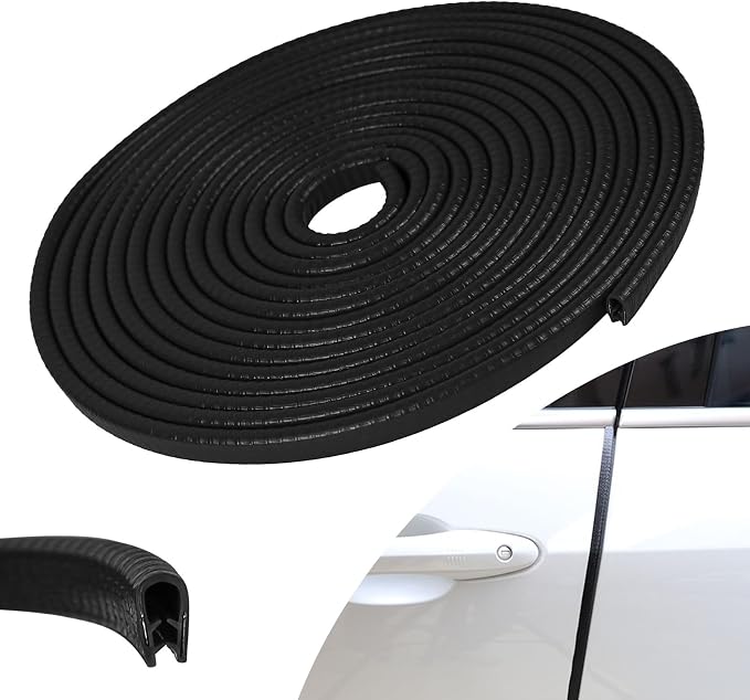 13.1Ft (4M) Car Door Edge Guards, Rubber U Shape Automotive Door Entry Guard Protector Strip, No Glue Required, Universal Vehicle Doors Edge Trim, Exterior Car Accessories (Black, 13.1FT)