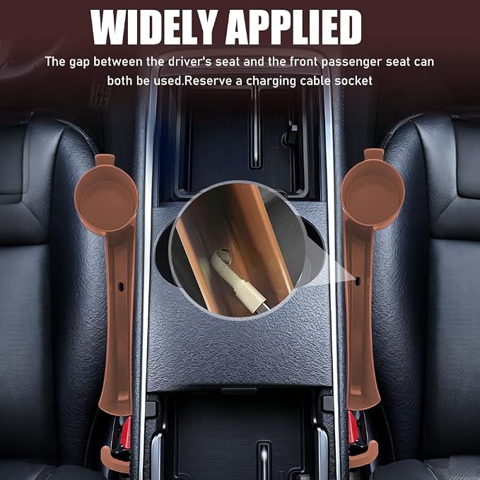 Car Seat Gap Plug with Storage Slot, Car Seat Gap Filler, 2PCS | Auto Gap Filler Organizer with Cup Holder, Universal Carseat Side Gap Filler Strip Between Front Seats & Console for Most Car