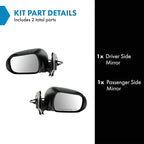 2 Piece Driver and Passenger Side Mirror Assembly Set Electric Adjustment Non-Heated No Memory Black Compatible with 2012-2015 Toyota Tacoma TO1320283 TO1321283