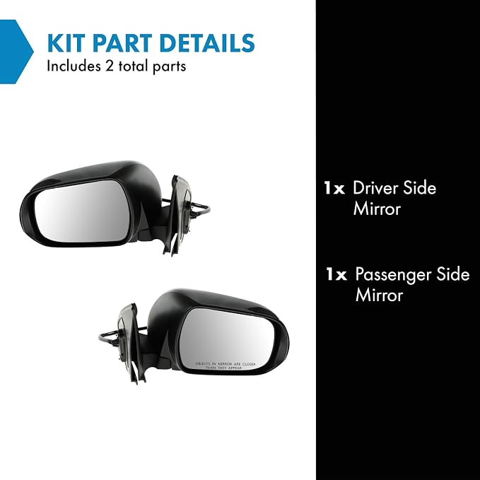 2 Piece Driver and Passenger Side Mirror Assembly Set Electric Adjustment Non-Heated No Memory Black Compatible with 2012-2015 Toyota Tacoma TO1320283 TO1321283