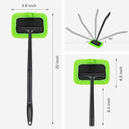 XINDELL Glass Cleaning Combo – 22" Portable Window Cleaner Tool with Ergonomic Handle & Microfiber Pad + 5-Pack Replacement Square Pads for Car Interior/Exterior Glass & Home Windows, Streak-Free Clea