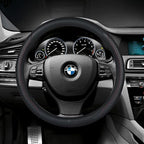 Steering Wheel Cover - Microfiber Leather, Classic Embossing, Anti-Slip Breathable, Fit 15 Inch (Black & Red Line)