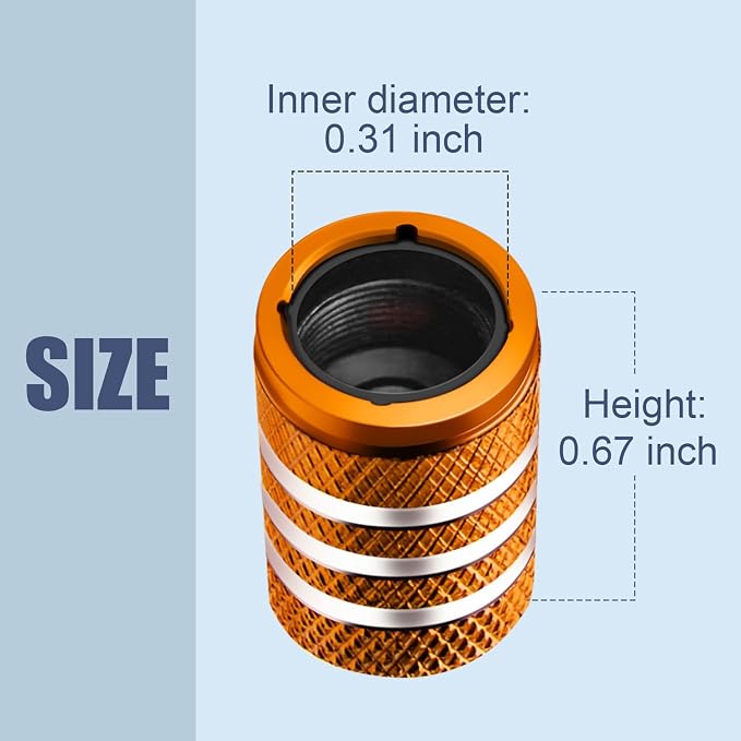 Tire Valve Stem Caps Cover - (5 Pack) Tire Air Caps Metal with Plastic Liner Corrosion Resistant Leak-Proof Dog Paw Print for Car Truck Motorcycle Bike Orange