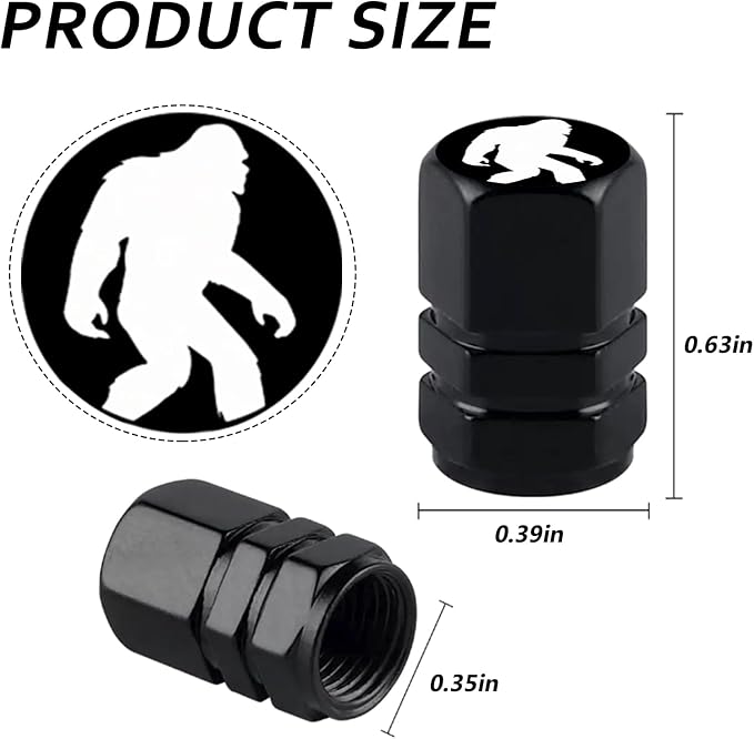 4Pack Compatible with Bigfoot Tire Valve Caps Universal Tire Air Cap | Aluminum Alloy Rust-Proof Valve Stem Caps, for Auto SUV Truck Motorcycle Bicycle, Gifts for Women Men Drivers