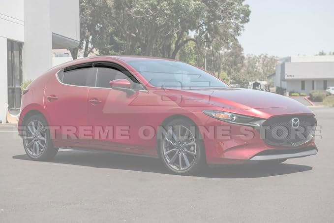 Replacement for 2019-Present Mazda 3 Models | EOS Visors Tape-On JDM Mugen Style Side Vents Window Visor Rain Guard Deflectors