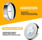 2 PCS Car Reversing Blind Spot Mirror, 2.16" x 0.39" High-definition Glass 360° Large Viewing Angle Round Mirror, Self-adhesive ABS Anti-collision Shell, Compatible with Most Models (Silver)