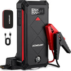 P100 Car Jump Starter, 5000A Peak Lithium Jump Starter Battery Pack for Up to 10.0L Gas or 8.0L Diesel Engine, Safe 12V Portable Battery Starter Power Pack with LED Screen & LED Light