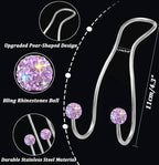 Bling Purse Hook for Car Headrest, Upgraded Cute Car Seat Hooks for Bag Handbag, Durable Stainless Auto Purse Hanger Holder 2 Pack, Light Purple
