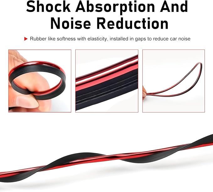 Car Interior Moulding Trim Strip, 33Ft/10M Car Flexible Electroplating Decoration Styling Door Dashboard, DIY Pinstriping Filler Insert Strip, with Installing Tool, Interior Accessory(Red)