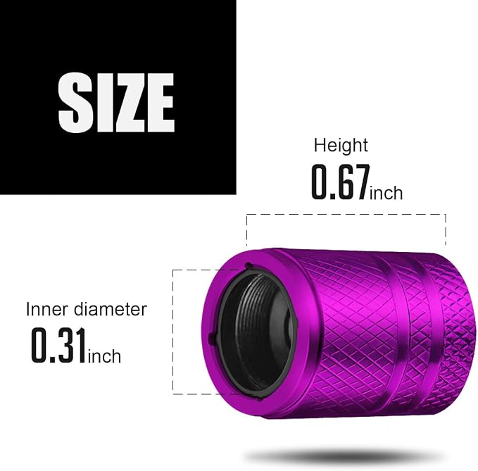 Tire Valve Stem Caps - (5 Pack) Metal Air Caps with Plastic Liner, Corrosion Resistant, Leak-Proof, Universal Stem Covers for Cars Trucks Motorcycles and Bikes - Purple