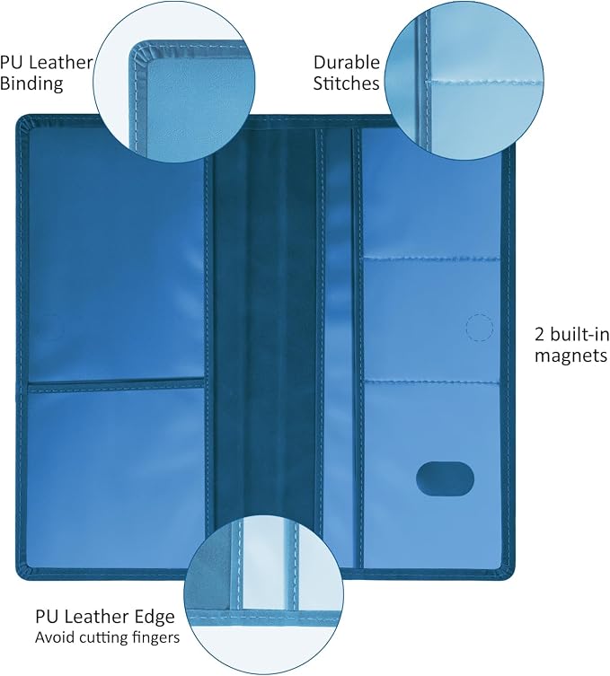 Car Accessories Registration and Insurance Holder,Leather Essential Card Magnetic Shut Vehicle Glove Box Organizer Case for Auto Driver License Document Truck Motorcycle Boat Men Women-Dark Blue