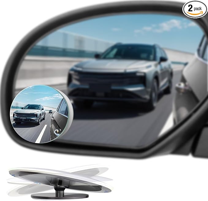 Blind Spot Mirrors 2 Pack, Car Accessories Frameless Side Mirror Blindspot Convex HD Glass, Side View Mirror Blindspot with Wide Angle Adjustable Stick for Car SUV and Trucks