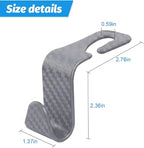 4PCS Car Seat Headrest Hooks, Auto Back Seat Hanger Holder, Durable Stylish Vehicle Organizer Universal Car Interior Accessories, Storage Hooks for Purses, Bags, Clothes (Carbon Fiber/Grey)