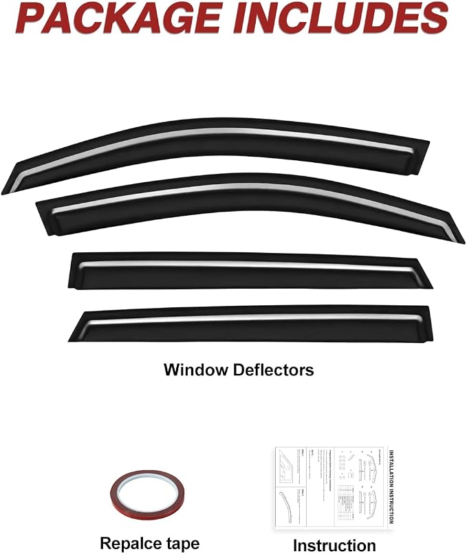 2020-2025 Tape-On Rain Guards for Subaru Outback Side Window Visor Deflectors, Premium Limited Touring, Durable Tinted Vent Shades 2021 2022 2023 2024, Window Visors Wind Deflector Dark