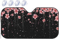 Windshield Sun Shade Black Blooming Cherry Flower Car Front Window Sunshade Cover for Truck SUV Blocks UV Rays Automotive Visor Interior Protector 55 x 30 inch