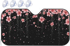 Windshield Sun Shade Black Blooming Cherry Flower Car Front Window Sunshade Cover for Truck SUV Blocks UV Rays Automotive Visor Interior Protector 55 x 30 inch