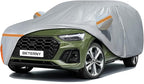 Car Cover for 2009-2026 Audi Q5/SQ5, Waterproof Custom-fit All Weather Sun Rain UV Dust Snow Protection Outdoor Q5 Full Car Cover with Door Zipper and Cotton Lining-Gray