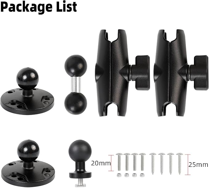 AMPS Round Plate Drill Base for Fish Finder, T-Bolt Track Mount with Aluminum Long Arm Extension for Garmin Striker 4 / Plus 4 / Vivid 4cv, Compatible with RAM Mounts/GPS Chartplotter Holder/Boat