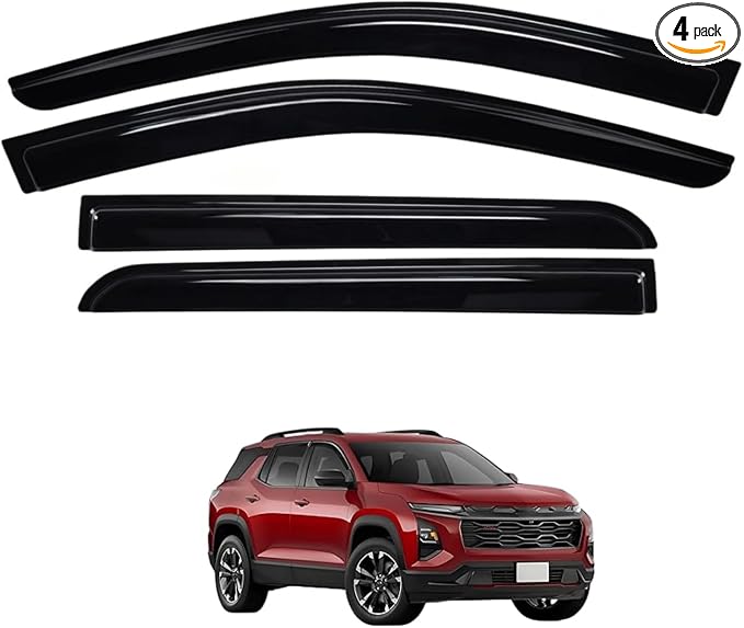 Tape-On Window Visors 4-Piece Compatible with 2025 2026 Chevy Equinox Sun Rain Guards Shield Shade Smoke