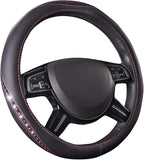 Bling Diamond Leather Steering Wheel Cover, Studded Crystal Rhinestones Universal Fit 14" 1/2-15" Crystal Glitter for Women Sparkle Girl Fit Suvs,Vans,Sedans,Cars,Trucks, Hot Pink Diamond