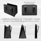 Yourkar Car Trash Can, Foldable Waterproof Leather Car Garbage Organizer Holder, Automotive Mini Dustbin Container with One Roll Trash Bag, Universal Interior Car Accessories (Beige)