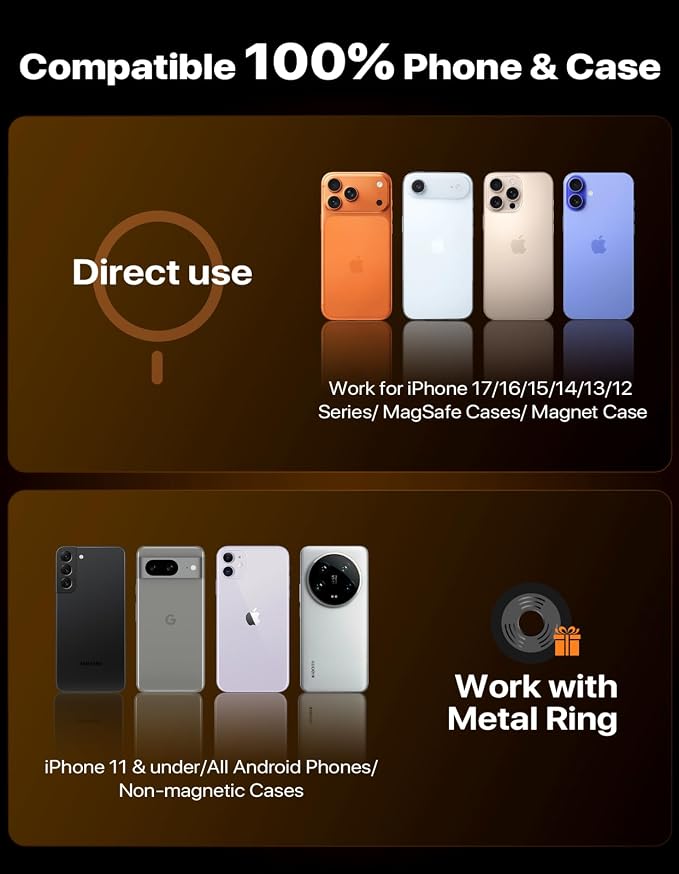 for MagSafe Car Mount, [Strong Magnetic] 2026 Hands Free Phone Holders for Your Car, Universal Cup Holder Phone Holder for iPhone 17 16 15 14 13 12 Pro Max, Samsung & More Smartphones
