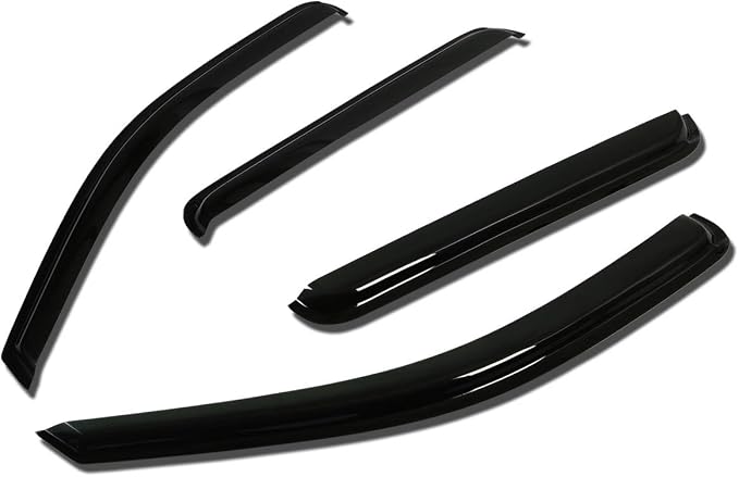 Window Visors Compatible with 05-10 Jeep Grand Cherokee, 4Pcs Front & Rear Tape-On Window Vent Visor Deflectors Rain Guard, Glossy Dark Smoke